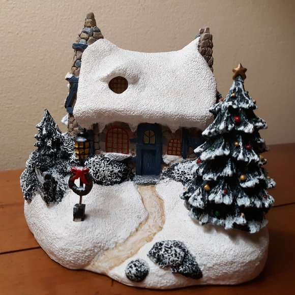 Thomas Kinkade | Painter of Light stonehearth hutch Christmas house (LIGHTS UP) - Picture 1 of 10